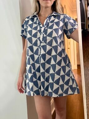 Jodifl Navy & White Geometric Short Sleeve Tunic